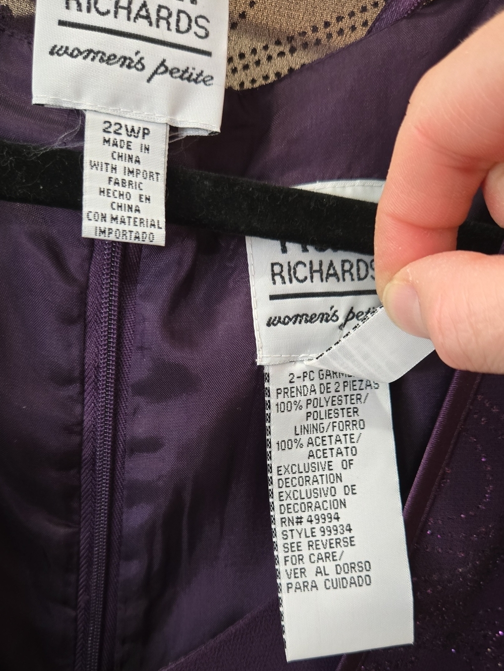 💜 R&M Richards Purple Formal Dress & Sheer Jacket Set – Size 22WP - Picture 13 of 13